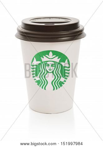 White Paper Cup With Starbucks Logo