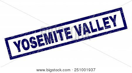 Rectangle Scratched Yosemite Valley Stamp In Simple Style
