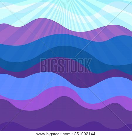 Wallpaper Of The Surface. Background With Mountains. Bright Colors. Pattern With Lines And Waves. Mu