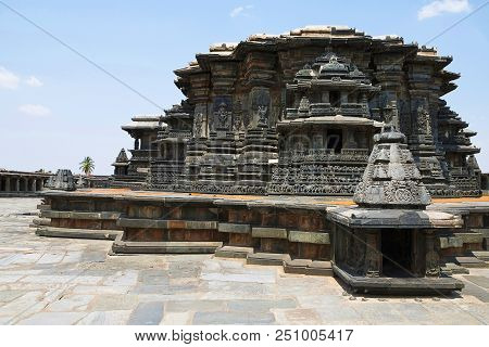 View Of Stellate, Star Shape, Form Of Shrine Outer Wall At The Chennakeshava Temple. Belur, Karnatak