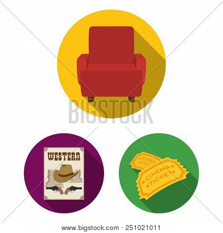 Films And Cinema Flat Icons In Set Collection For Design.movies And Attributes Vector Symbol Stock  