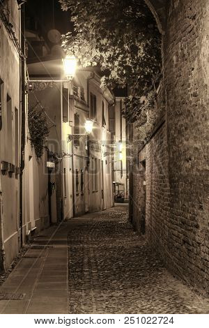 Landscape with the image of night Ferrara, Italy