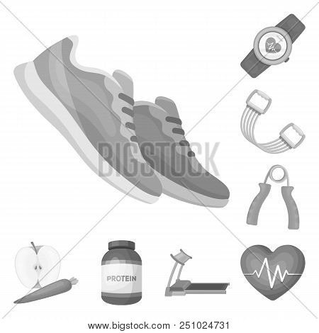 Gym And Training Monochrome Icons In Set Collection For Design. Gym And Equipment Vector Symbol Stoc