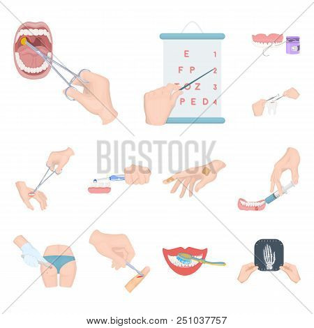 Manipulation By Hands Cartoon Icons In Set Collection For Design. Hand Movement In Medicine Vector S