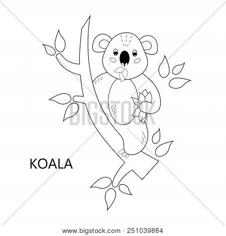 Coloring Book Page For Children. Cartoon Koala. Vector Illustration