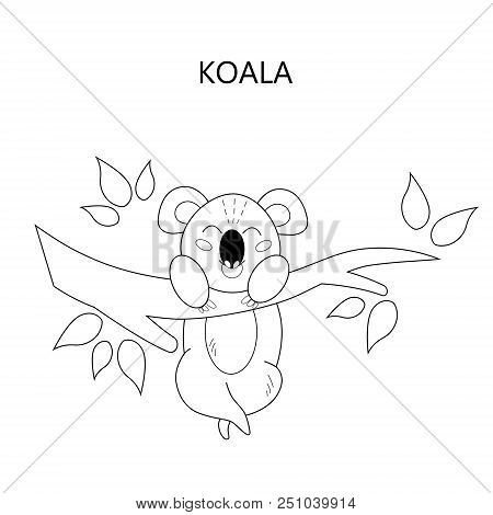 Coloring Book Page For Children. Cartoon Koala. Vector Illustration