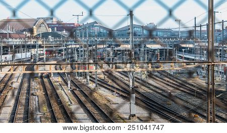View Of The Basel Train Station And Its Platforms