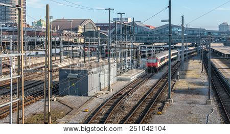 View Of The Basel Train Station And Its Platforms
