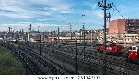 View Of The Basel Train Station And Its Platforms