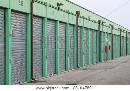 Numbered Self Storage And Mini Storage Garage Units .