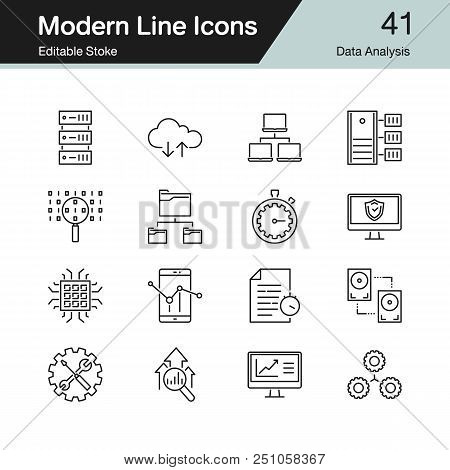 Data Analysis Icons. Modern Line Design Set 41. For Presentation, Graphic Design, Mobile Application