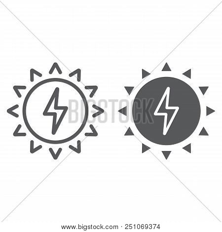Solar Energy Line And Glyph Icon, Ecology And Energy, Green Energy Sign, Vector Graphics, A Linear P