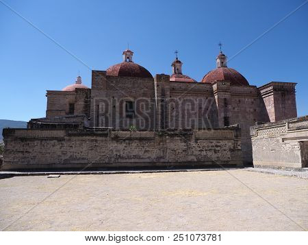 Monumental San Pedro Church In Mitla City Important Archeological Site Of Zapotec Culture In Oaxaca 