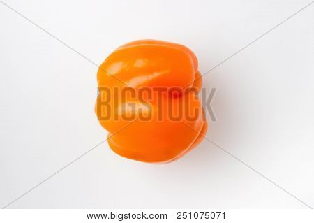 Orange Bell Pepper On A White Background. Sweet Pepper. Isolated.