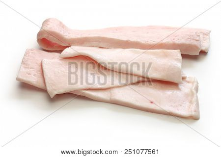 raw fatback, pig fat isolated on white background