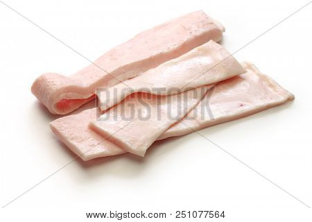 raw fatback, pig fat isolated on white background