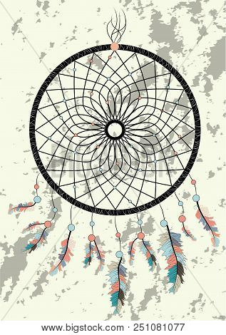 Dream Catcher Boho Native American Indian Talisman Dreamcatcher. Clothes Ethnic Tribal Design. Magic