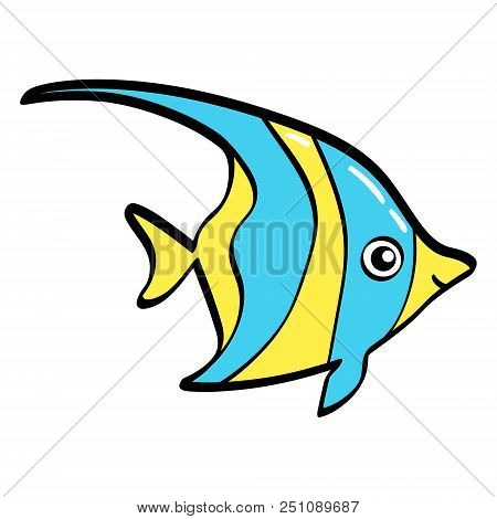 Isolated Object, Fish Moorish Idol On A White Background. Vector Illustration