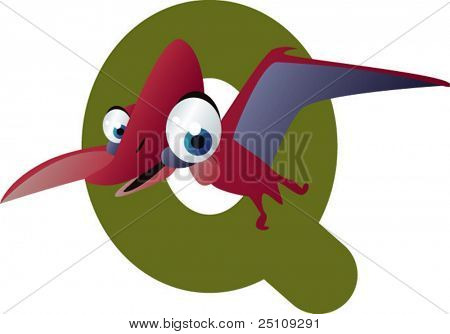 vector dino alfabet: Q is voor quetzalcoatlus