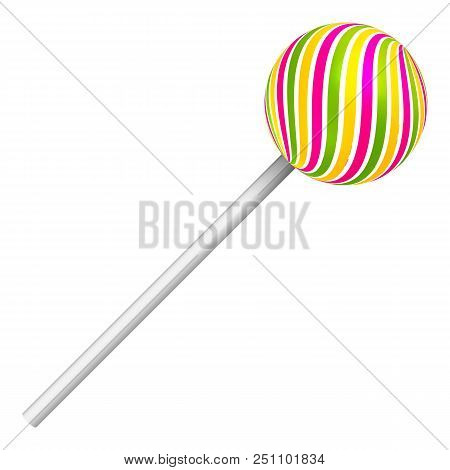 Round Sweet Lollipop. Realistic Illustration Of A Candy.