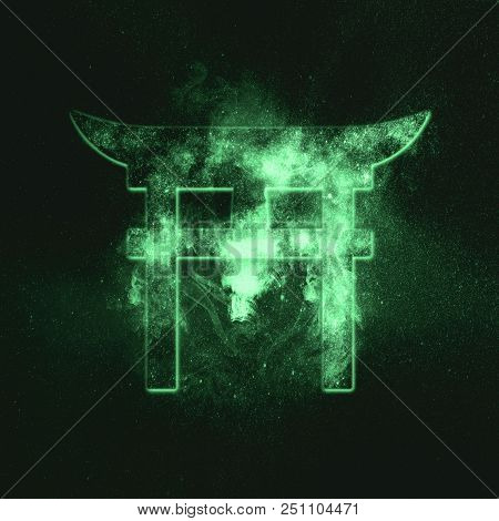 Shinto Symbol. Japan Gate. Torii Gate. Green Symbol