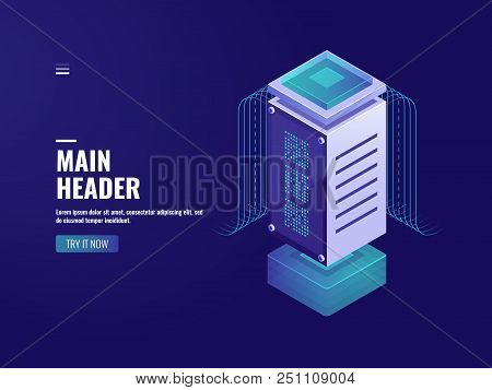 Isometric Data Processing Center, Ai Programming, Neron Wide, Datacenter And Database Icon, Server R