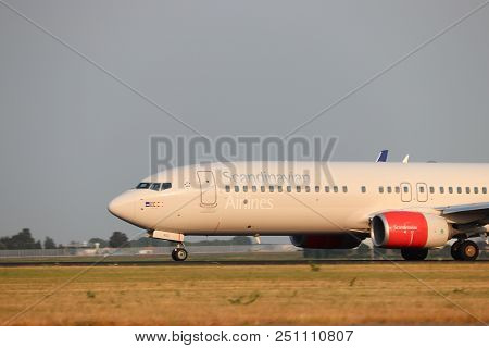 Amsterdam The Netherlands - July 26th 2018: Ln-rgi Sas Scandinavian Airlines Boeing 737-800 Takeoff 