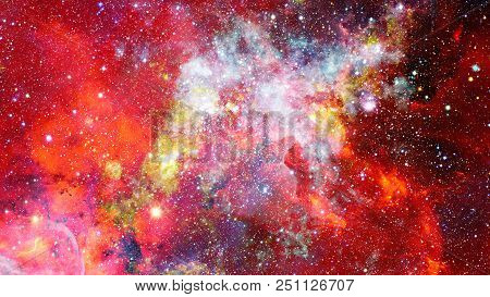 Colored Clouds In Nebula. Combined Version Of Hubble Space Telescope Image. Elements Of This Image F