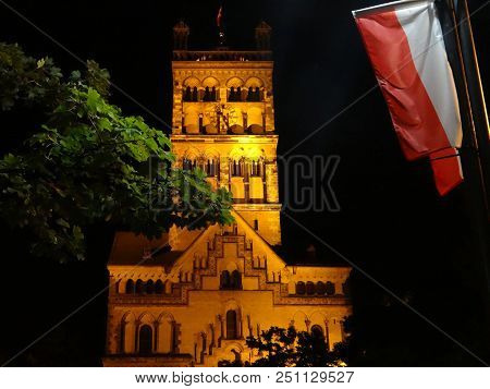 Quirinus Muenster, Basilica, Landmark Of Neuss Am Rhein In The Sunset