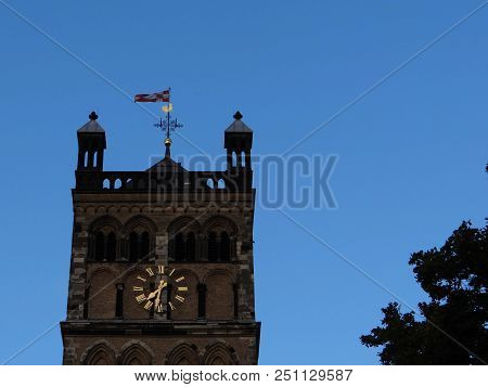 Quirinus Muenster, Basilica, Landmark Of Neuss Am Rhein In The Sunset