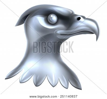An Illustration Of A Shiny Silver Or Steel Metallic Bald Eagle Head