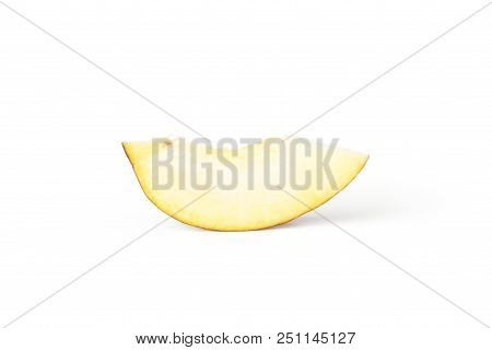One Slice Of Ripe Deep Red Nectarine Isolated On White