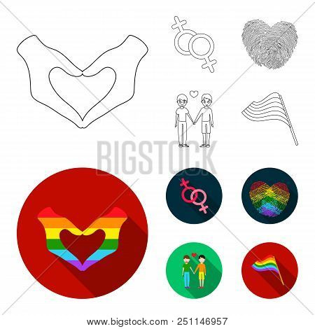 Hands, Feminism, Fingerprints. Gay Set Collection Icons In Outline, Flat Style Vector Symbol Stock I