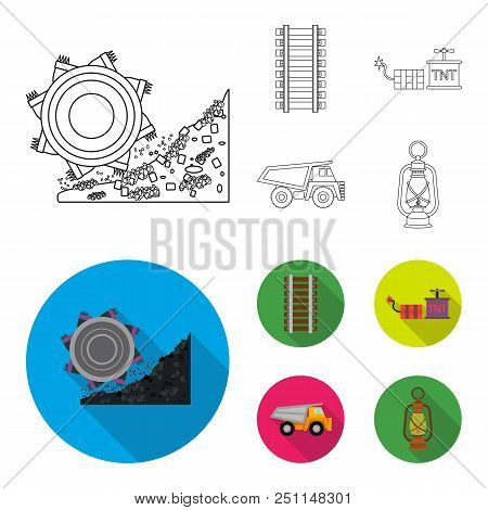 Ryllsy, Vzryvchatka, Dumper, Lantern.mine Set Collection Icons In Outline, Flat Style Vector Symbol 