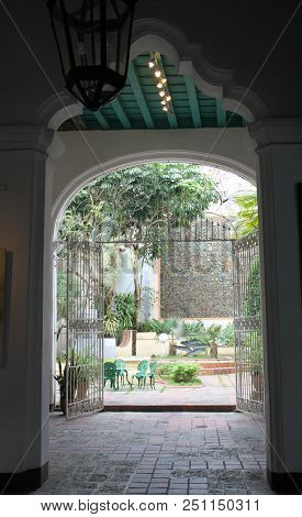Green Summer On Island, Old Colonial House
