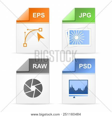 Filetype Format Icons - Psd, Raw, Jpg, Eps