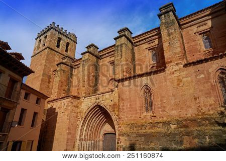 Mora de Rubielos village church in Teruel Spain located on Gudar Javalambre Sierra