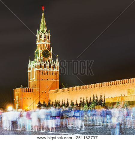 Spasskaya Bashnya On Red Square At Evening Time. Moscow. Russia.