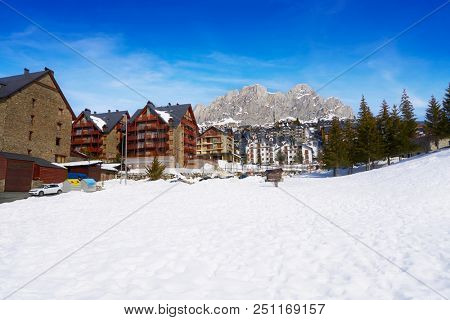 Formigal ski area skyline in Huesca Pyrenees of Spain