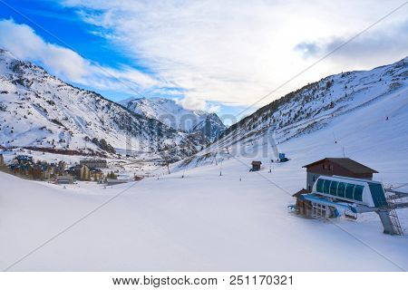 Candanchu ski in Huesca on Canfranc Pyrenees at Spain
