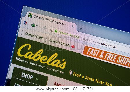 Ryazan, Russia - July 24, 2018: Homepage Of Cabelas Website On The Display Of Pc. Url - Cabelas.com