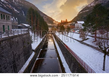 Canfranc in Huesca on Pyrenees at Spain