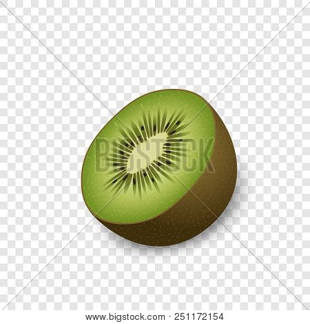 Half Of Kiwi Mockup. Realistic Illustration Of Half Of Kiwi Vector Mockup For On Transparent Backgro