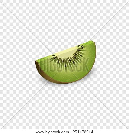 Piece Of Kiwi Mockup. Realistic Illustration Of Piece Of Kiwi Vector Mockup For On Transparent Backg