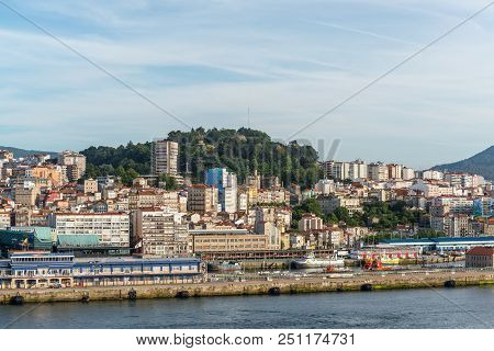 Vigo, Spain - May 20, 2017: Cityscape Of Vigo With The Cruise Terminal In The Foreground In Vigo, Ga