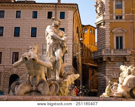 Gian Lorenzo Bernini, Piazza Navona, Fountain Of The Four Rivers, The Rio Della Plata In Rome