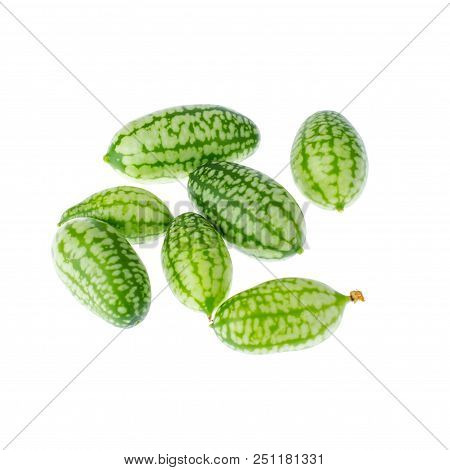 Melothria Scabra, Mouse Melon Sweet Delicious Vegetable, Mexican Fruit, Plant Leaves. Studio Photo