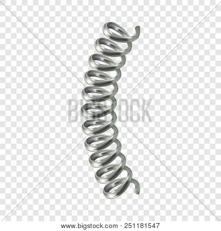 Silver Spring Cable Mockup. Realistic Illustration Of Silver Spring Cable Vector Mockup For On Trans