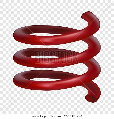 Red Spring Cable Mockup. Realistic Illustration Of Red Spring Cable Vector Mockup For On Transparent