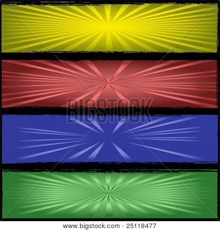 Variuos Vektoren Banner mit Strahlen